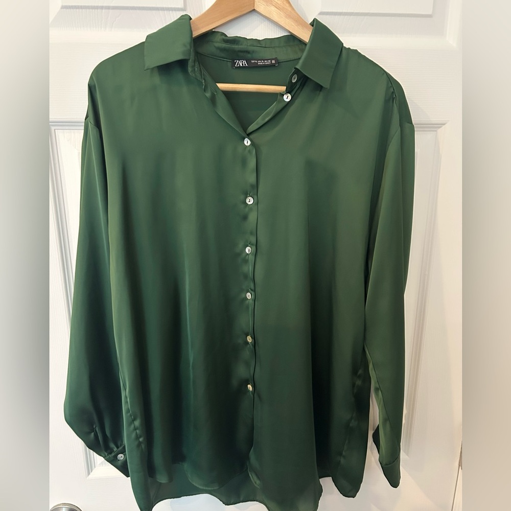 Zara Satin Effect Button Down Blouse